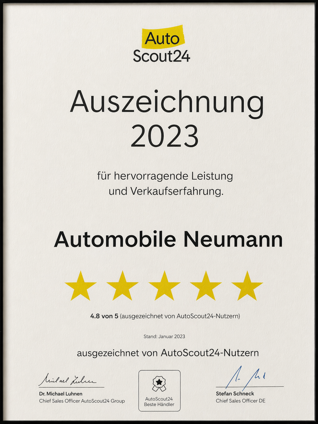Zertifikat 2024 – AutoScout24 2024